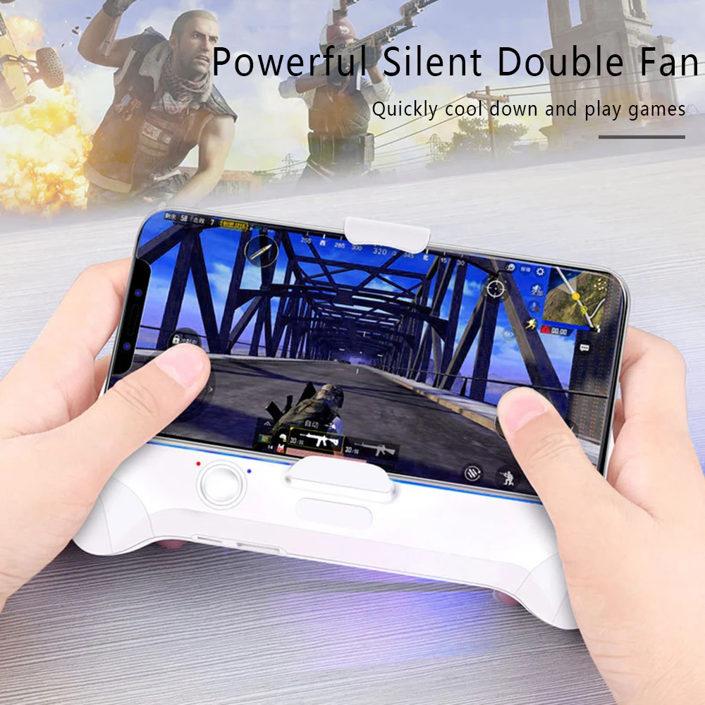 

Mobile Gaming Game Pad Cooler Cooling Fan Fire PUBG Pubg Mobile Game Controller Gamepad Joystick with 2000mAh Battery Switch