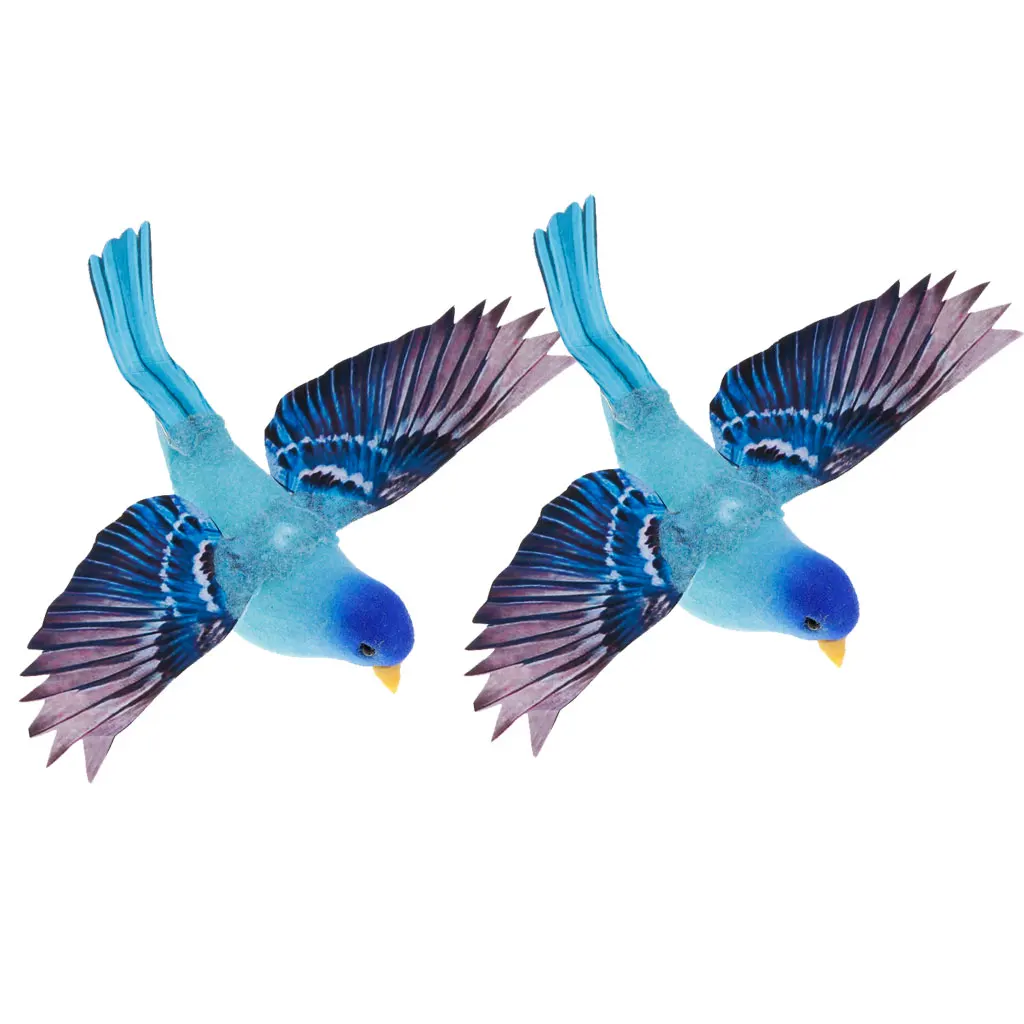 2x Artificial Realistic Clip On Foam Feather Garden Birds Decoration Crafts