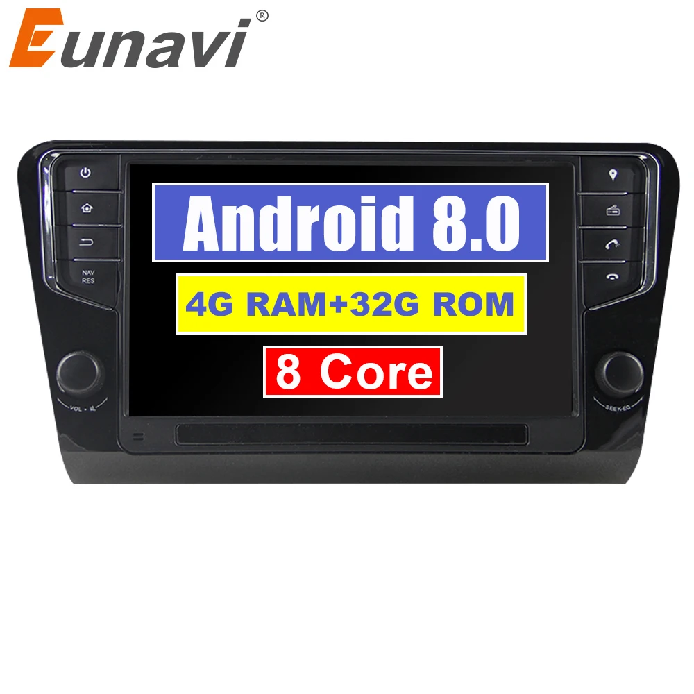 Eunavi 9'' 1 Din Android 8.0 Car Radio GPS Navigation 4G RAM For Volkswagen Skoda Octavia 2014 2015 2016 2017 3G wifi bleutooth |