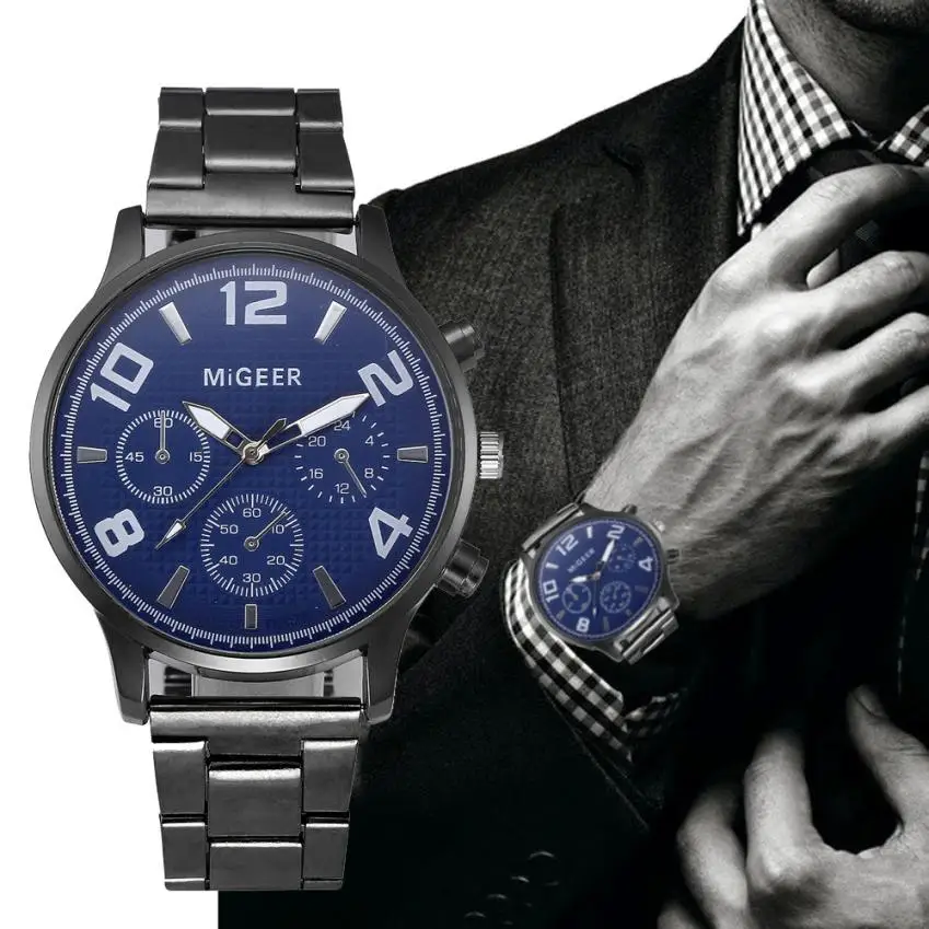 

saat erkekler Dauphin men's watch Military watch men Stainless Steel Dial Clock Male relogio masculino reloj hombre 2017