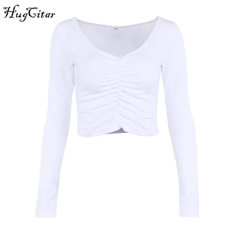 Женский хлопковый топ с длинным рукавом и V образным вырезом|casual tshirt|cotton long sleevelong