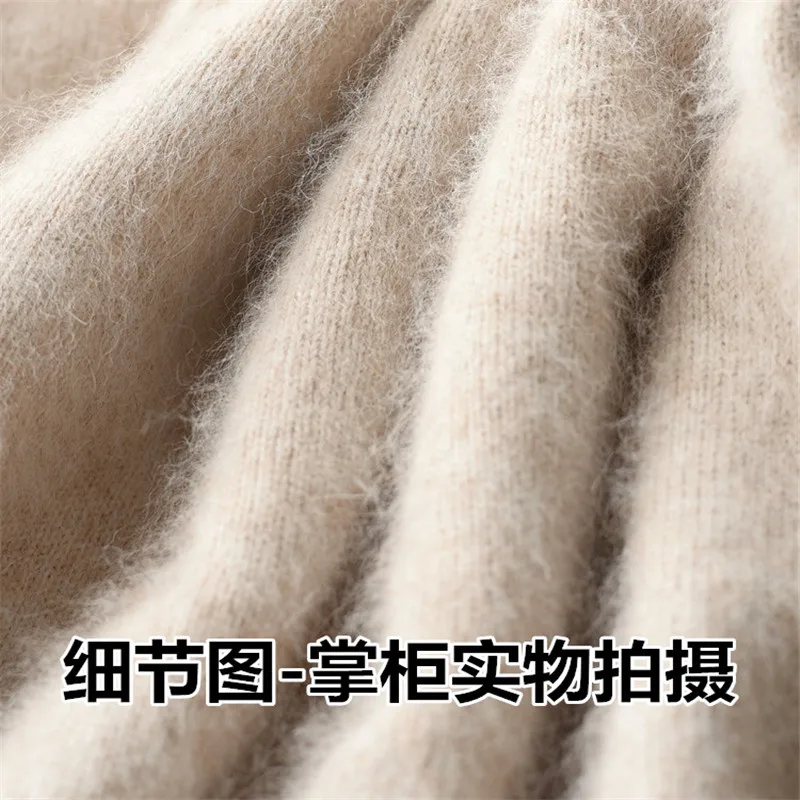 Autumn and winter loaded pile collar cashmere sweater female loose head solid color knit bottoming sweater thickening Autumn and winter loaded pile collar cashmere sweater female loose head solid color knit bottoming sweater thickening