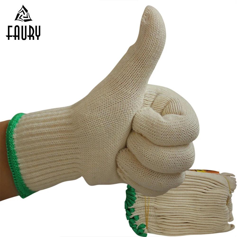 12 пар хлопковые безопасные рабочие перчатки на рабочем месте износостойкие охраны труда защитные перчатки грубой пряжи перчатки