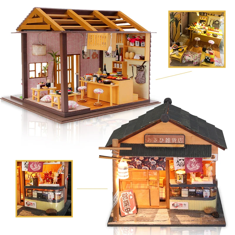 Miniature Furniture Dollhouse DIY Doll House 3D Wooden Handmade Model Thanksgiving Gift For Children Japanese Sakura Sushi #D Miniature Furniture Dollhouse DIY Doll House 3D Wooden Handmade Model Thanksgiving Gift For Children Japanese Sakura Sushi #D