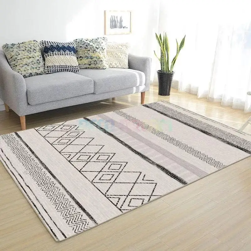 

Carpet Rug For Living Room Modern Simple Geometric Wood Floor Rug Non-slip Antifouling Carpet For Bedroom Parlor Factory Supply