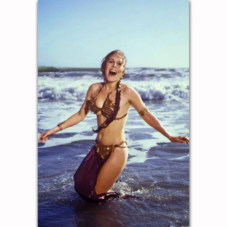 

FX1184 Princess Leia Slave Outfit Star Wars Movie Actress Film Star Poster Art Silk Light Canvas Home Room Wall Printing Decor