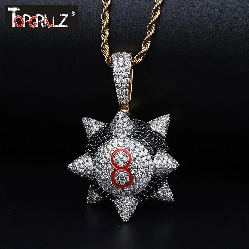 Spike 8-ball Billiard Pendant Necklace 