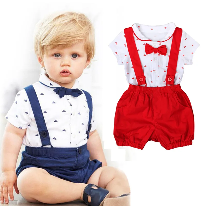 Fashion shirt overall short pants baby rompers children summer clothing