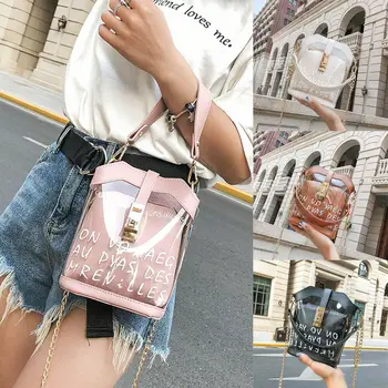 

2019 Women Bag Lady Mini Clear Transparent Chain PVC Crossbody Shoulder Bag Lovley Fashion Beach Messenger Handbag Purse