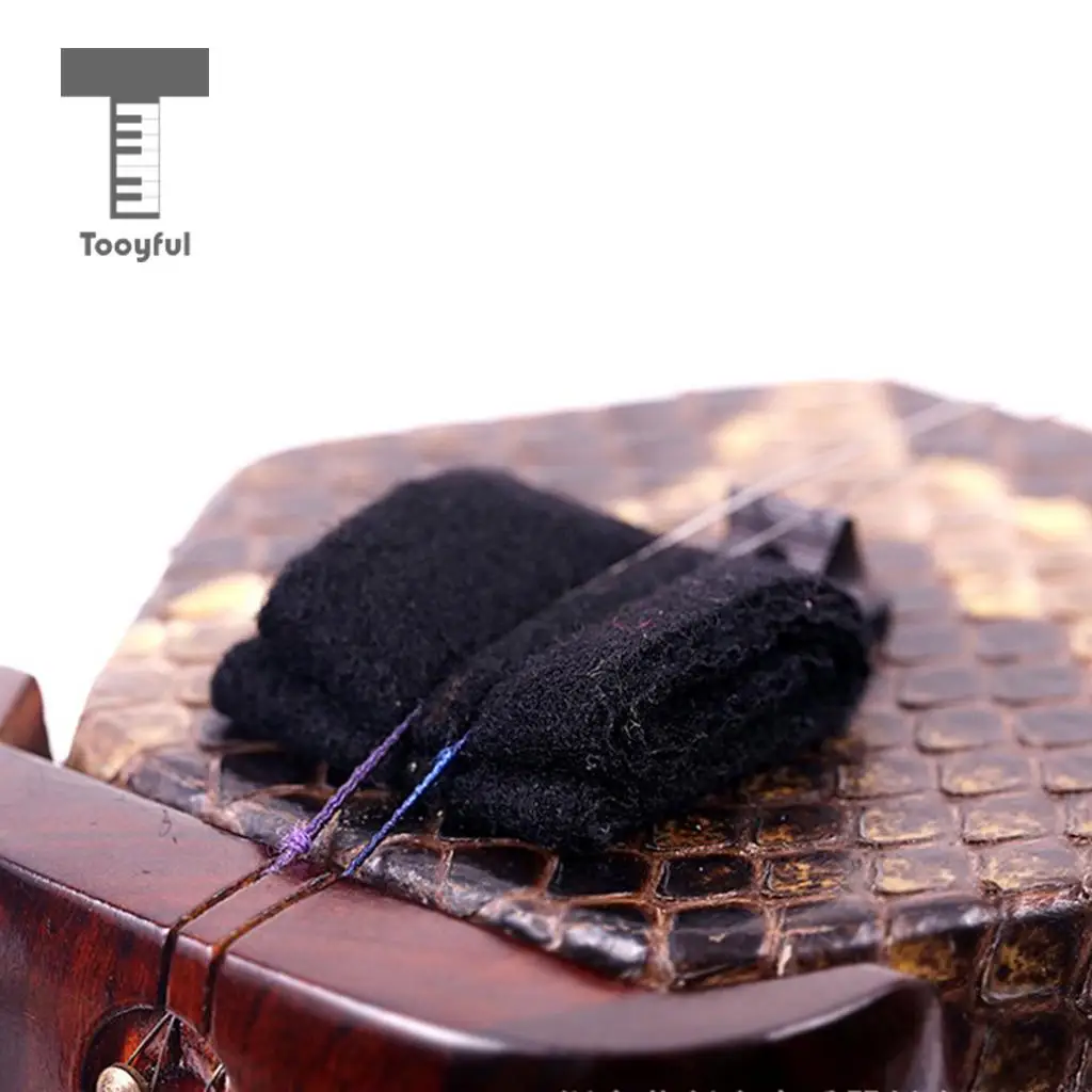 Tooyful Pack of 2 Wool Erhu Silencer Pads Silencing Mats Muffler Erhu Practice Parts Black
