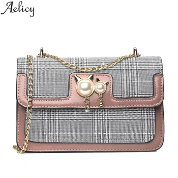 

Aelicy Fashion Women 2019 Pearl Wild Messenger Bag Fashion One-Shoulder Small Square Bag Girls Crossbody Chain Bag Phone Bag