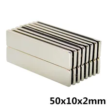 5 шт. 50 мм x 10 мм x 2 мм сильный Мощный блок квадратный магнит Ремесленная модель редкоземельный 50*10*2 Неодимовый Постоянный магнит 50x10x2