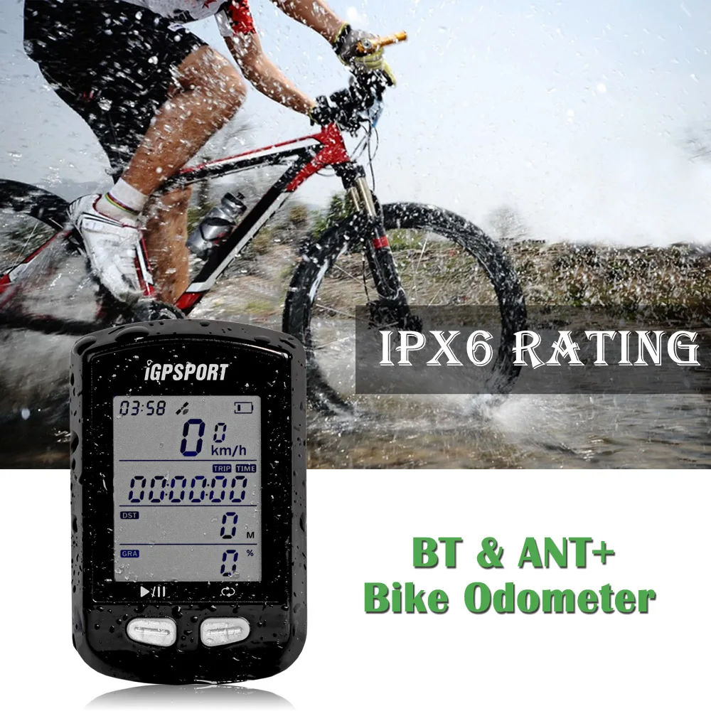 

iGPSPORT Rechargeable IPX6 Auto Backlight Screen Wireless BT & ANT+ Bike Cycling Cycle Bicycle GPS Computer Odometer