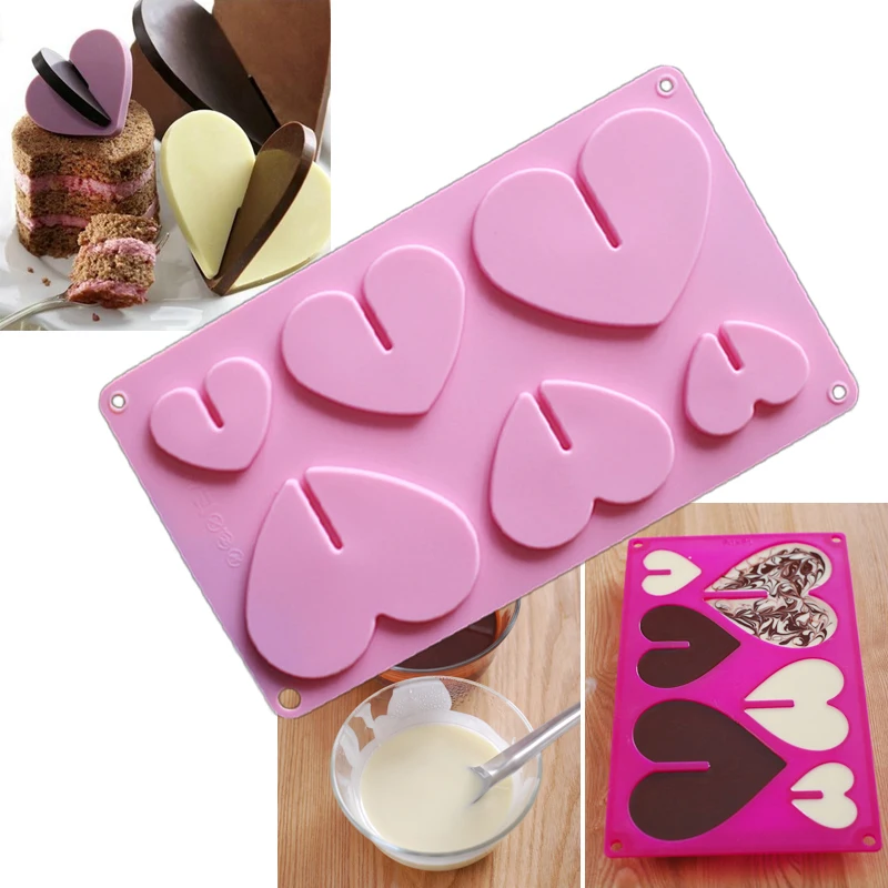 Inserts Love Heart Silicone Chocolate Molds Fondant Cake Decor Mold