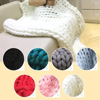 

Newest 7 Color 120*150cm Ultra-thick Yarn Blanket Air-conditioner Quilt Sofa Blanket Hand Woven Large Carpet Winter warm blanket