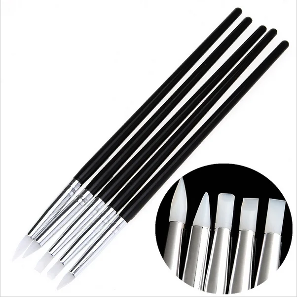 Painted fingernails Soft Silicone Nail Art design Pottery Pen Brush to