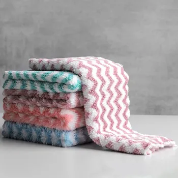 

Kitchen Cleaning Wiping Not Contaminated Oil Dish Cloth Colorful Wave Pattern 4Pcs Super Absorbent Multifunction Cleaning Towel