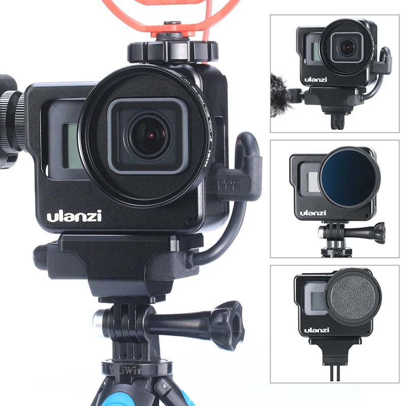

ULANZI V2 V3 Vlog Metal Cage Case for Gopro 7 6 5 Vlogging Case with 52MM Lens Filter Mic Power Adapter Case Cold Shoe for Mic