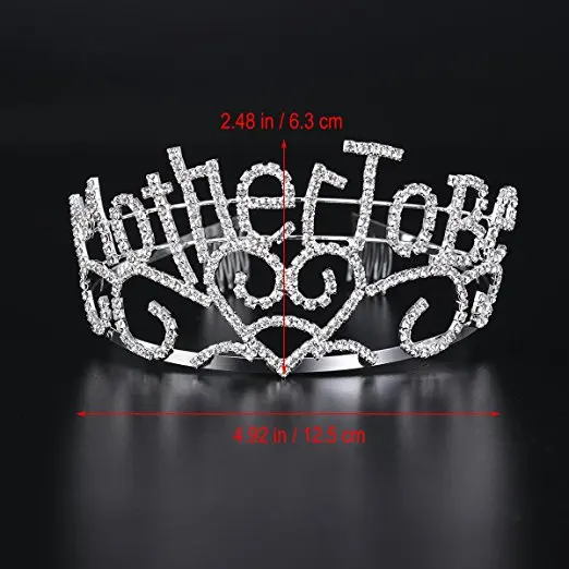 Frcolor Metal Mother To Be Silver Tiara Hearts Crown with Sparkling Rhinestones for Baby Shower Future Expecting Mom Decorations Gift (4)
