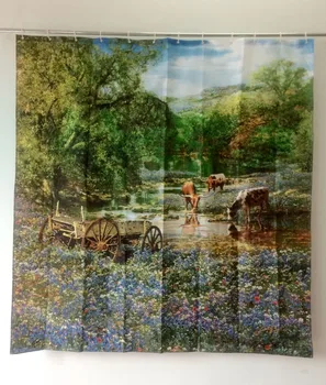 

2015 Shower Curtain Style Pastoral Scenery Bathroom products Liner Printed Cow Waterproof Fabric cortinas para banheiro ducha