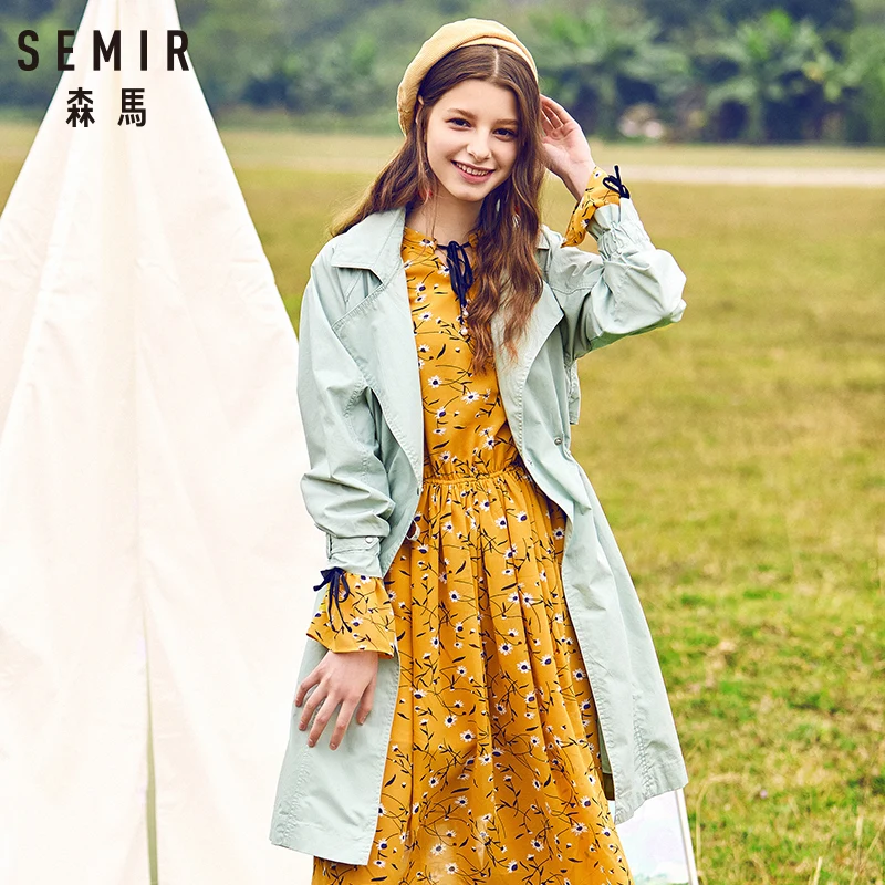 SEMIR 2019 Осенний Тренч женский Повседневный длинный с Секцией талии корейский