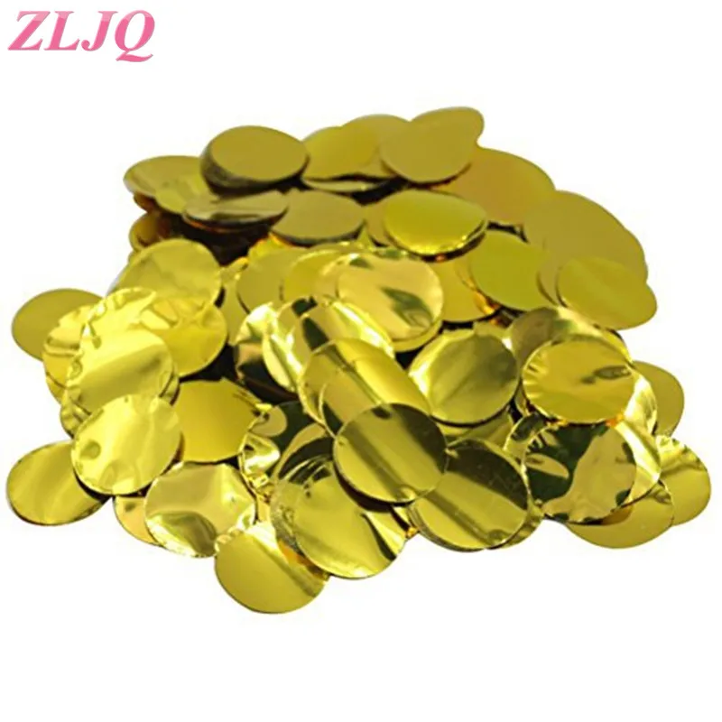 

ZLJQ Metallic Gold Foil Circle Round Tissue Paper Confetti for 36 inch Latex Confetti Balloons Wedding Party Table Decorations