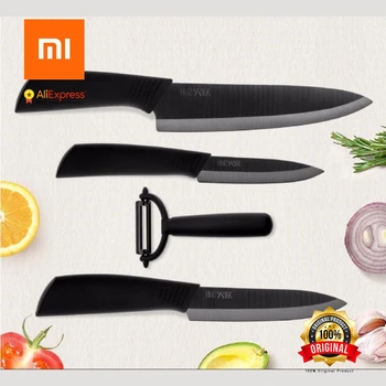 

4Pcs Xiaomi Ecological Chain Brand Huohou Kitchen Knife Mijia Nano-Ceramic Knives Cook Set 4 6 8 Inch Furnace Thinner for Family