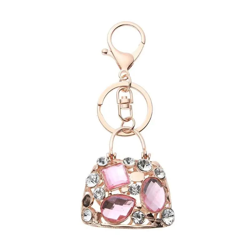 Creative Cute Key Chains Rhinestone Opal Key ring Bag Shape Accessories Key Holder Purse Handbag ...