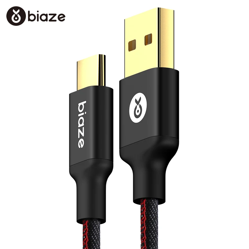 Biaze usb type C кабель для передачи данных Быстрая зарядка usb c кабель type-c USB кабель для зарядного устройства для huawei Xiaomi Mi 8 samsung S9 S8 plus Note 9 8 - Цвет: Черный