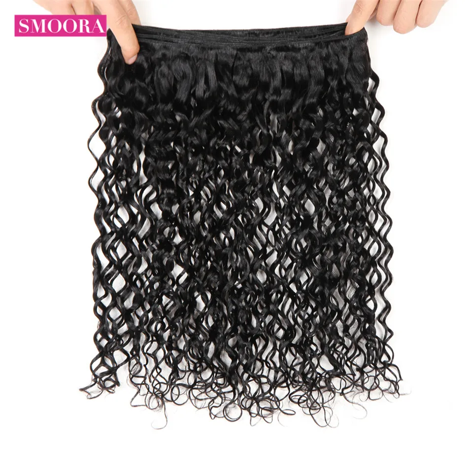 Smoora Brazilian Deep Wave Hair Human Hair Bundles With Closure Deep Curl 3 4 Bundles With Closure 4*4 Free Middle Three Part Smoora Brazilian Deep Wave Hair Human Hair Bundles With Closure Deep Curl 3 4 Bundles With Closure 4*4 Free Middle Three Part
