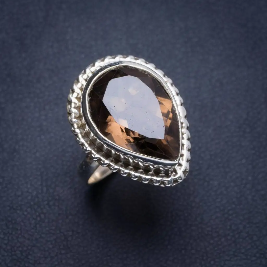 

Natural Smoky Quartz Handmade Unique 925 Sterling Silver Ring 6 Y4335