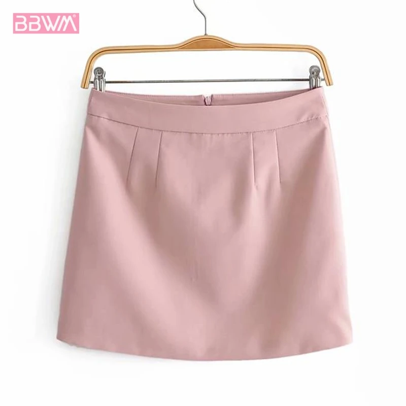 

Pink High Waist Slim Pack Hip A Word Female Skirt 2019 Autumn Professional Women's Skirt Zipper