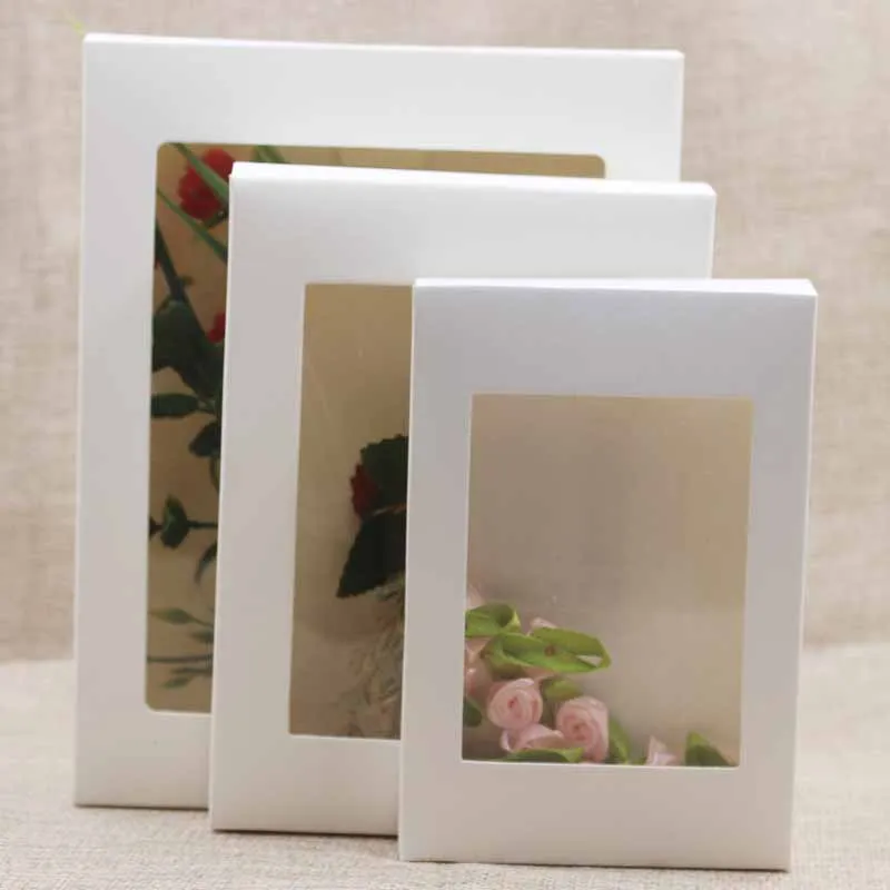 

2000pcs custom Multi size window package box paper gift display box with clear pvc window for party/wedding/candy favor package