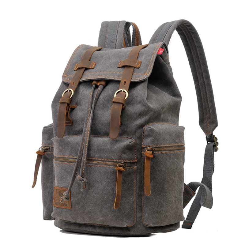 

2018 retro large capacity men 15.6 inch computer backpack wear-resisting canvas backpack fashion multi-functiona travel bag
