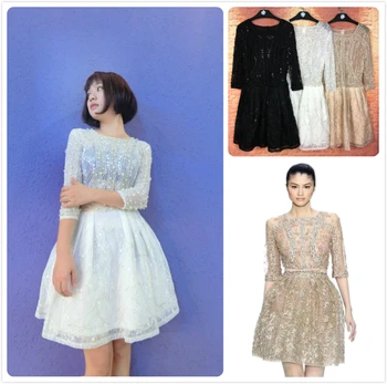 

Winter Dress Promotion Bohemian A-line Robe 2018 New Heavy Industry Embroidered Bead Puff Waist Dress In The Long Section Lace