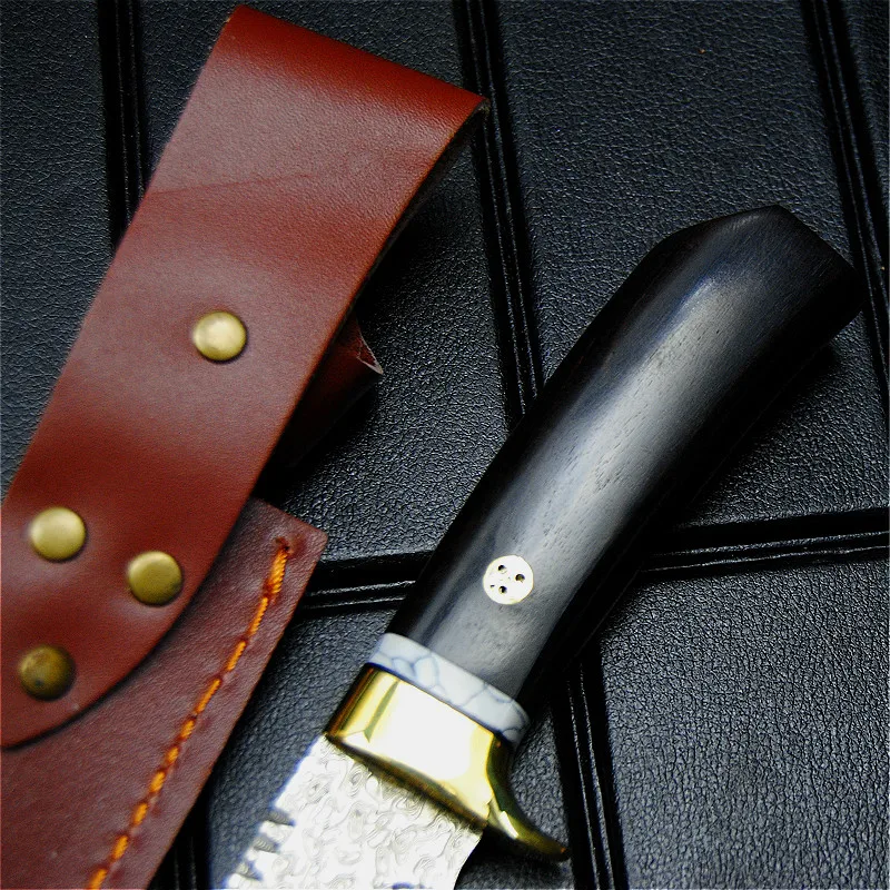 Дамасский открытый спасательный прямой нож с близкой тактикой обороны прямой нож североамериканский охотничий нож+ кожаный чехол