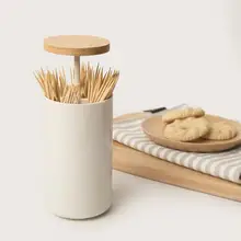 Автоматически нажимайте открывание и закрытие коробки зубочистки Размер 6,5*11,5 см резиновая древесина+ ABS materia lfree shi