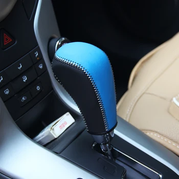 

Top layer leather case on the gear shift lever for Chevrolet Captiva AT gear knob cover accessories gear stick case ppc cpr