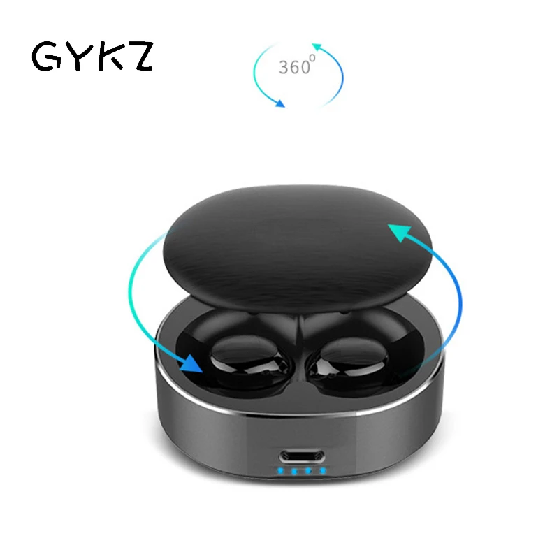 GYKZ Мини Bluetooth 5,0 наушники невидимые Беспроводные спортивные музыкальные легкие портативные наушники высокой емкости 360 градусов вращающиеся наушники