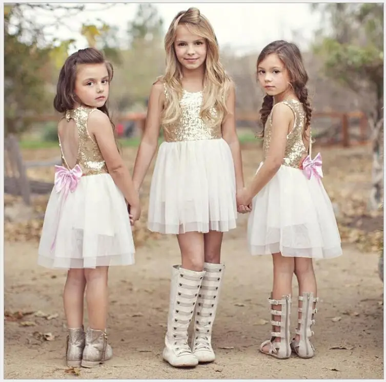 

Girls sequins party princess dress Baby girl tulle dress for baptism birthday Lace Backless Sling dancing evening dress