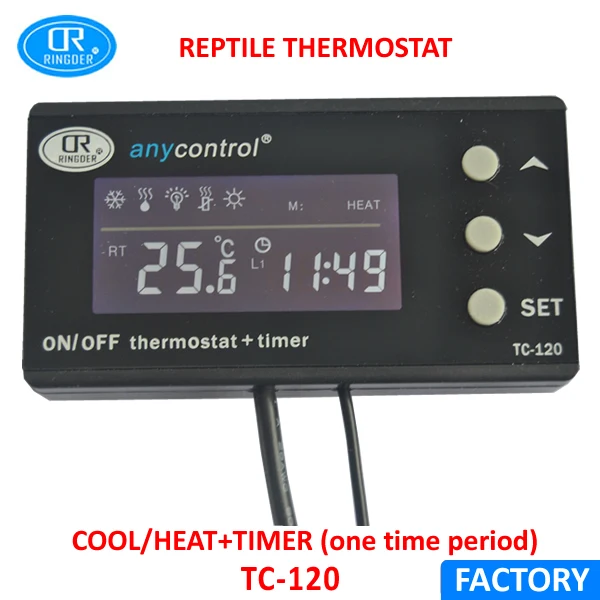 RINGDER TC 120 0 50C ON OFF Digital Reptile Thermostat with Timer AU EU