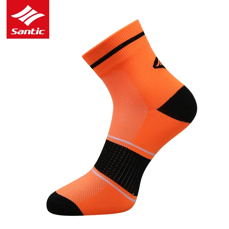 SANTIC, профессиональные велосипедные носки, дышащие спортивные носки для гонок, бега, MTB, шоссейные, велосипедные, баскетбольные, футбольные, спортивные носки - Цвет: Orange