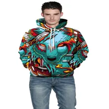 2017 winter clothing hot style Christmas 3D printing the Wolf demon loose big yards couples are hooded fleece single men women’