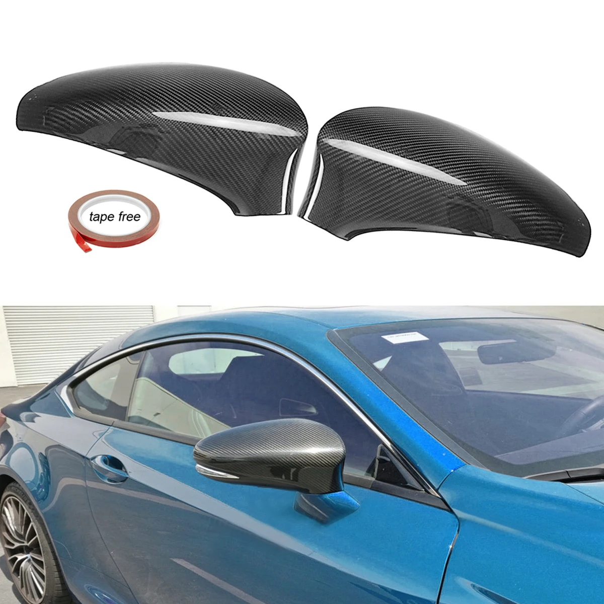 

1Pair Carbon Fiber Add-On Side Mirror Cover Caps for Lexus GS350 GS450H GSF 2013-2017 Exterior Accessories