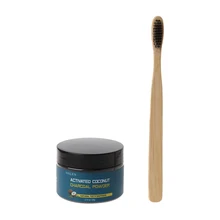 30g Activated Charcoal Teeth Whitening Powder Organic Coconut& Soft Toothbrush