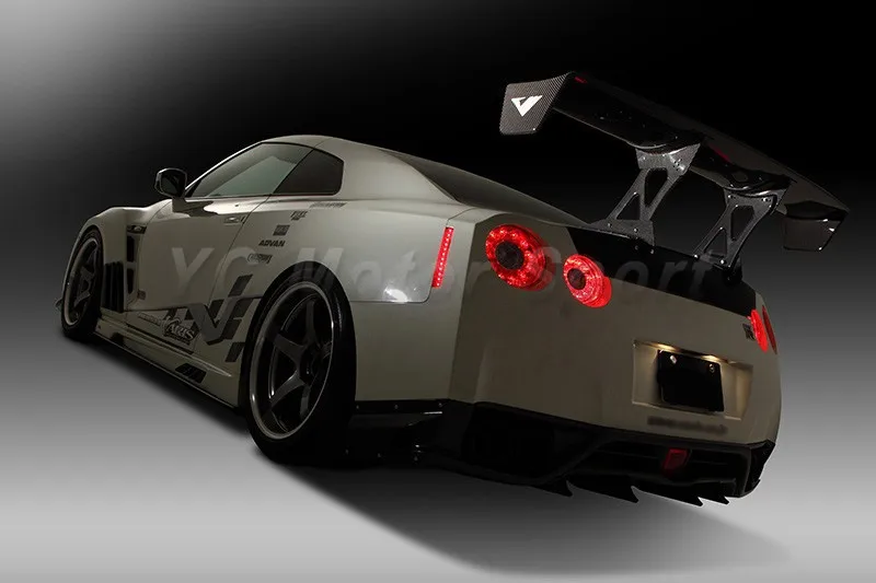2008-2014 Nissan R35 GTR CBA DBA Varis '13 Ver. Style Rear Under Skirt Diffuser Lip Kit CF Matte Finish (7)