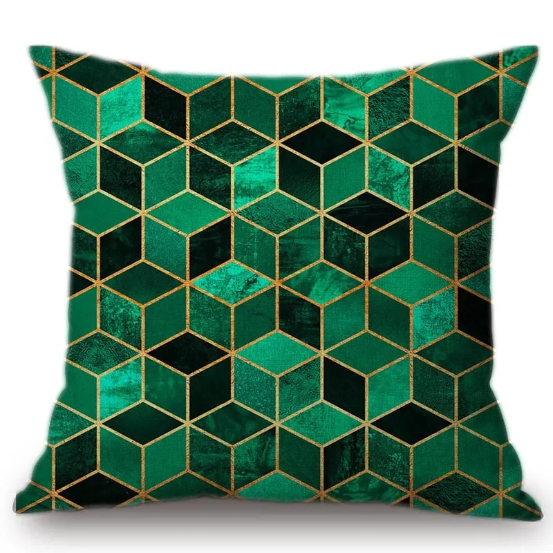 Emerald Geometric Cubes Triangle Decorative Sofa Pillow Cotton Linen Jade Green Pastoral Marble Texture Cushion Cover Car Pillow Emerald Geometric Cubes Triangle Decorative Sofa Pillow Cotton Linen Jade Green Pastoral Marble Texture Cushion Cover Car Pillow