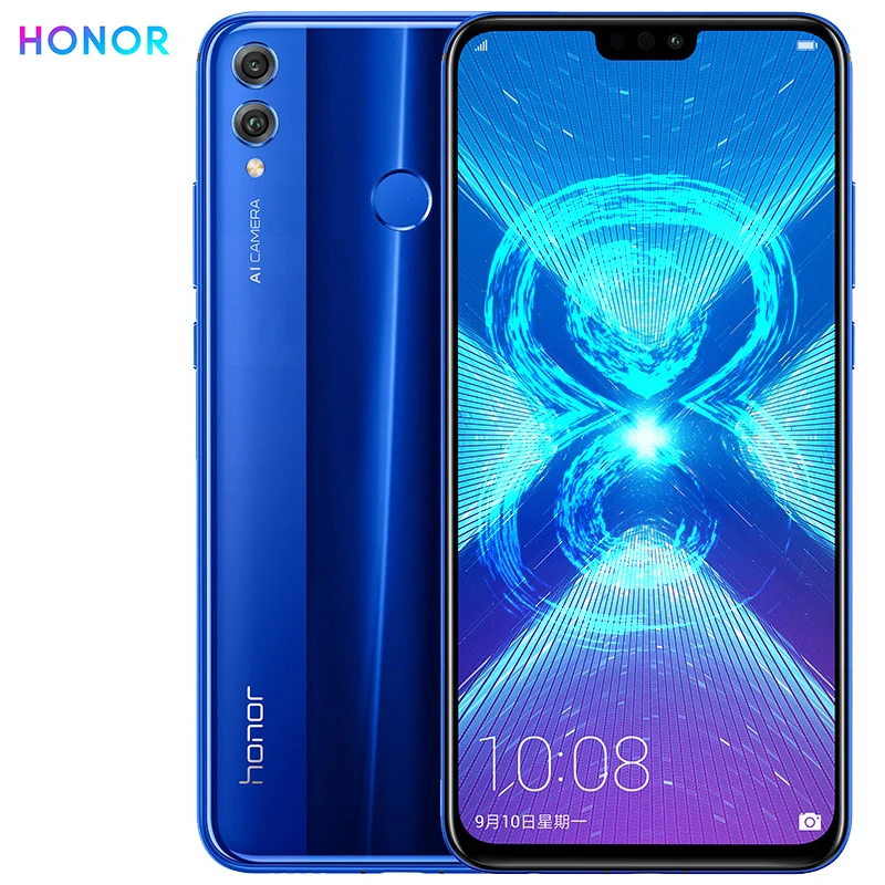 Глобальная прошивка HONOR 8X мобильный телефон 6,5 дюймов полный экран Kirin 710 Восьмиядерный Android 8,1 3750 мАч отпечаток пальца ID