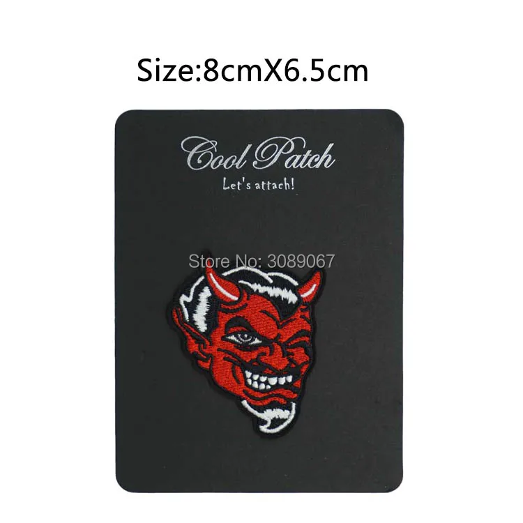 

3" RED DEVIL FACE WINKING MOTORCYCLE HOT ROD PUNK BIKER PATCH punk rockabilly applique Embroidered iron on patch