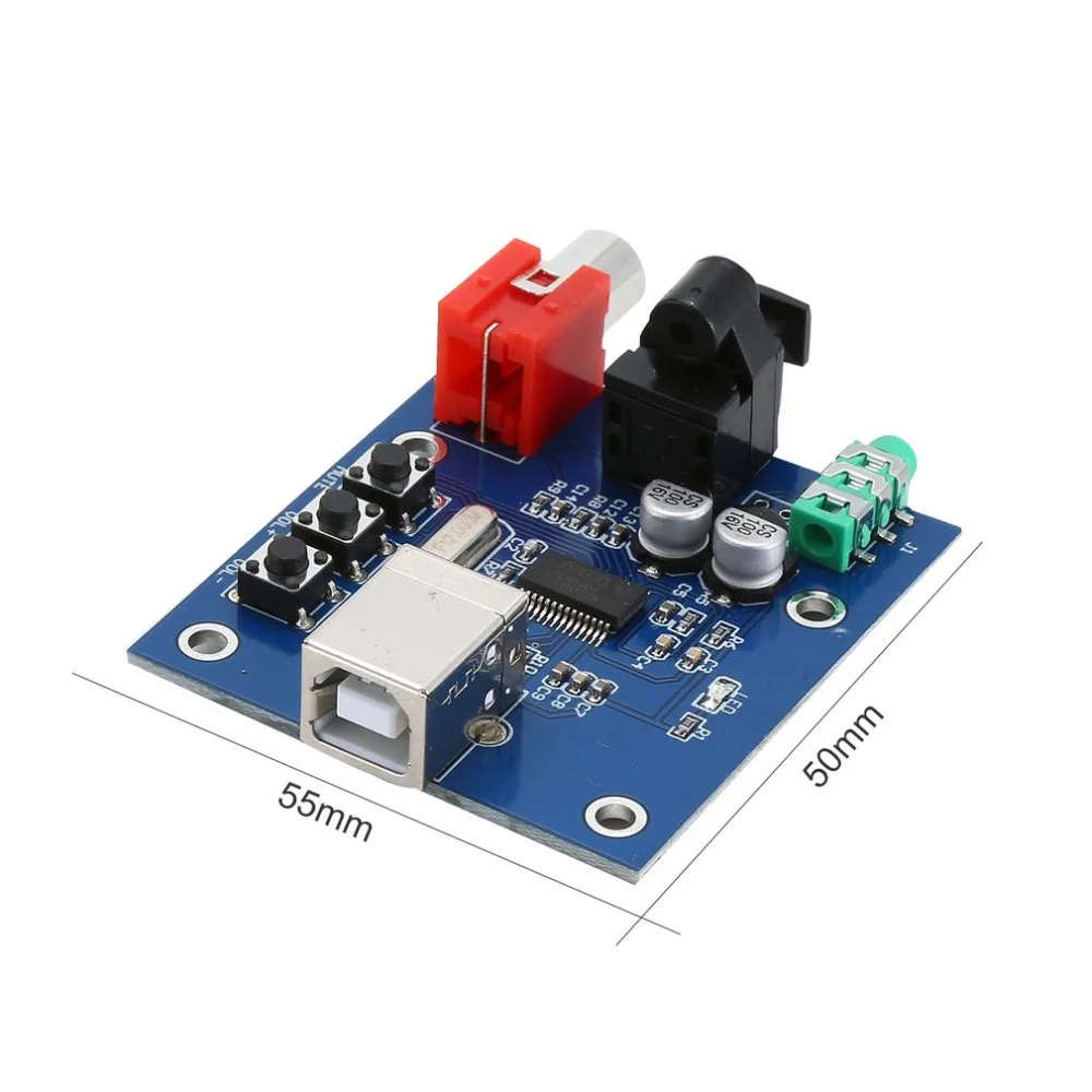 PCM2704 Audio DAC USB to S/PDIF Sound Card HIFI DAC Decoder Board 3.5mm Analog Coaxial Optical 16bit 32KHz/44.1KHz/48KHz A8-10